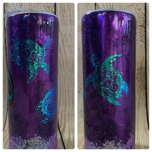 Purple & Green Sea Turtles 20oz Glitter Tumbler